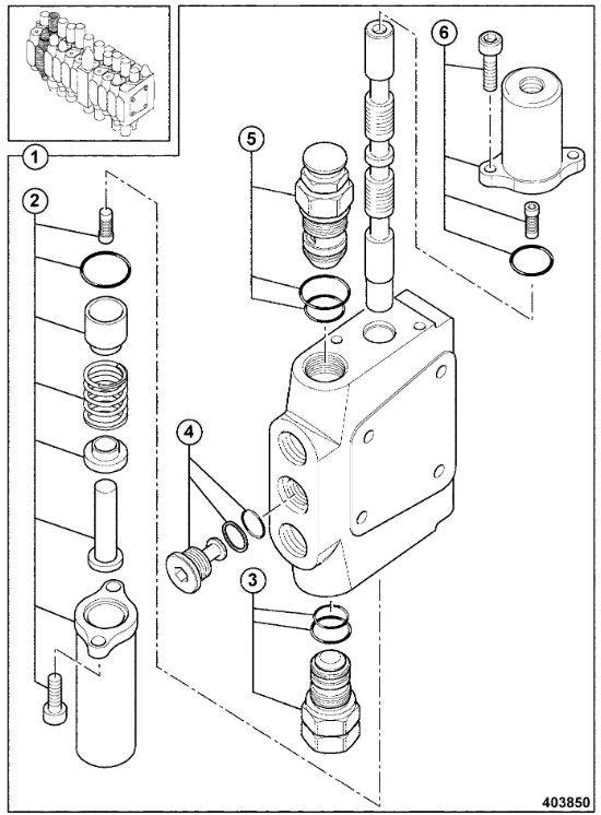 Sectiune distribuitor hidraulic JCB 928/60168
