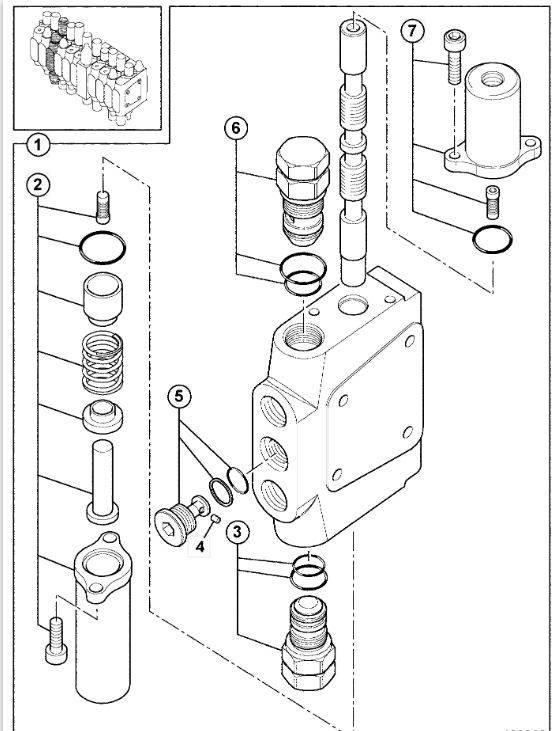Sectiune distribuitor hidraulic JCB 928/60195
