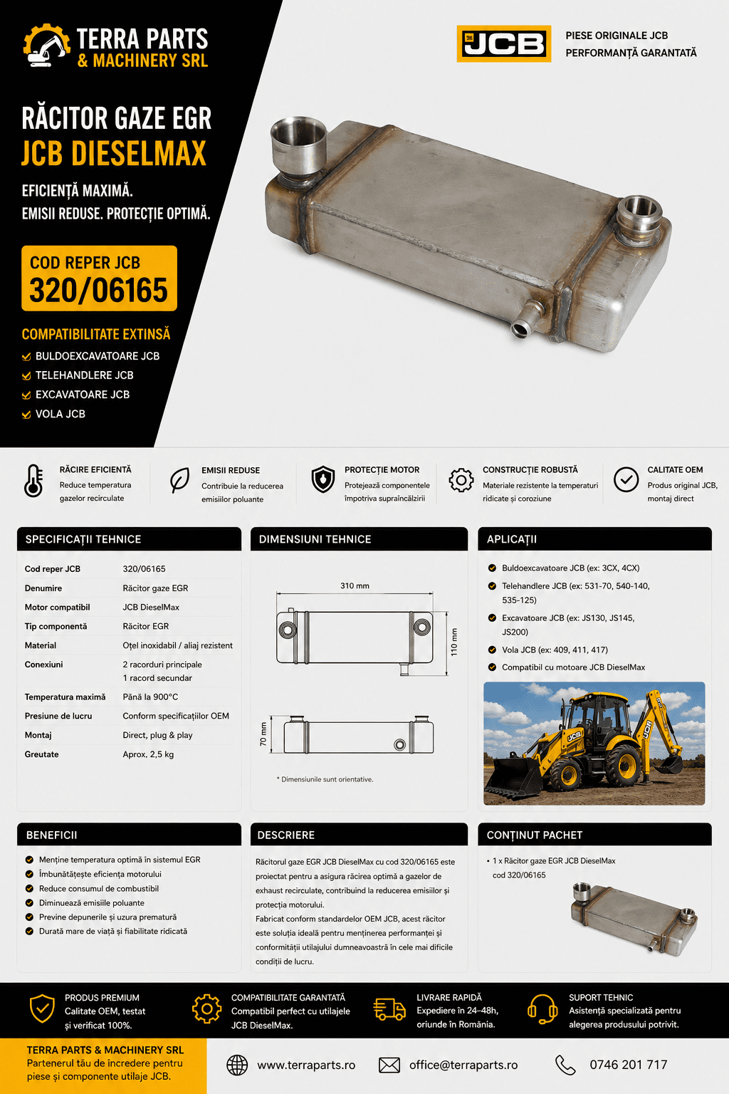 Racitor gaze EGR pentru utilaje JCB