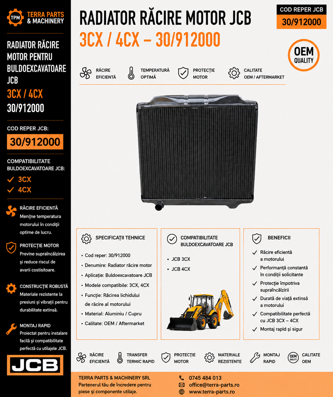 Radiator motor JCB 4CX cod reper 30/912000