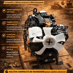 motor Yanmar 3TNM74 diesel compact pentru utilaje construcții