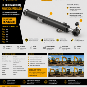 Cilindru JCB cod 557/60338 pentru braț utilaj