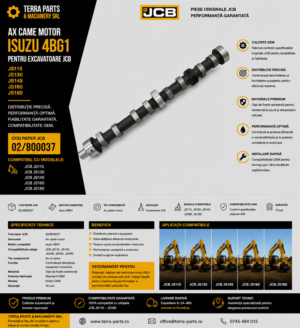 Ax distribuție JCB cod 02/800037