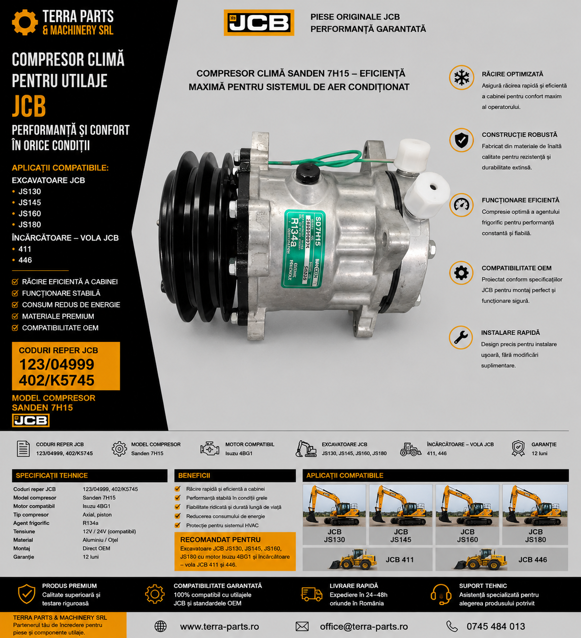 Compresor aer condiționat JCB cod 123/04999