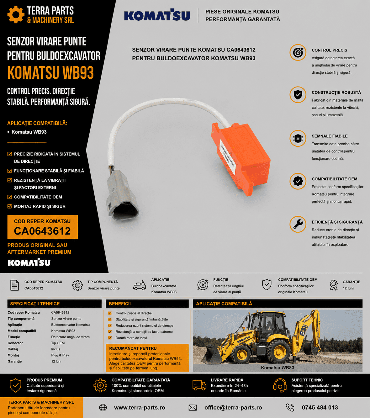 Senzor direcție Komatsu cod CA0643612