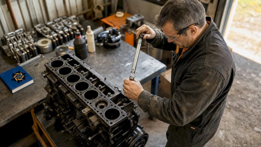Un tehnician verifică motorul diesel Perkins pentru a se asigura că funcționează corect.