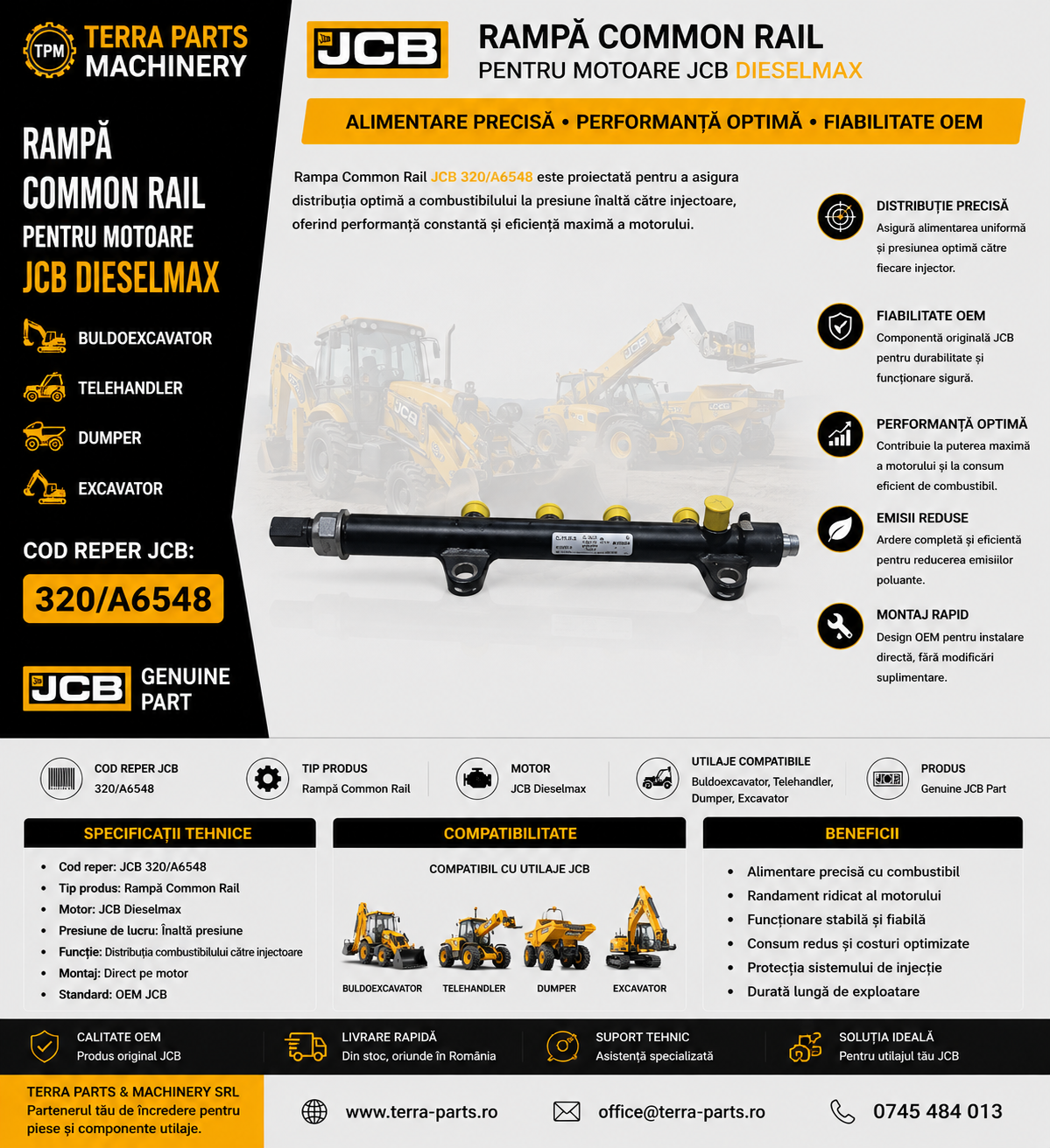 Rampă Common Rail JCB 320/A6548 pentru motoare DieselMax