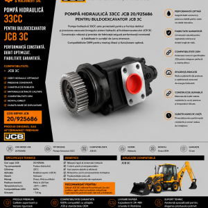 Pompa hidraulică 33CC compatibilă cu sistemul hidraulic JCB 3C