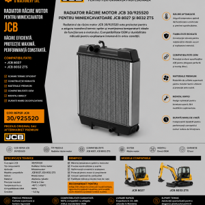 Radiator OEM compatibil cu JCB 8032 ZTS pentru răcirea motorului