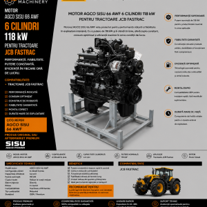Motor diesel SISU cu 6 cilindri pentru aplicații agricole profesionale