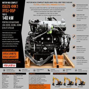 Motor OEM Isuzu 140 kW compatibil cu JCB JS220 și JS260