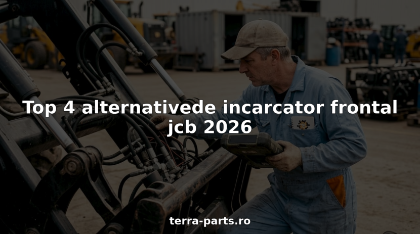 Tehnicianul verifică utilajul frontal JCB 2026, asigurându-se că totul funcționează corect.