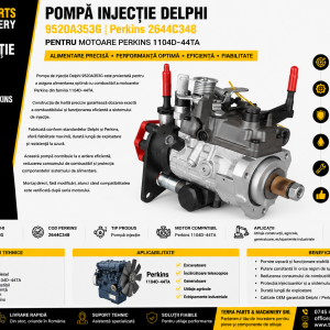 Pompă de injecție Delphi 9520A353G compatibilă cu motoarele Perkins 1104D-44TA.