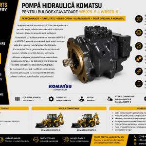 Pompă hidraulică Komatsu 707-1U-00111 pentru buldoexcavatoare Komatsu WB97S-5 și WB97R-5.