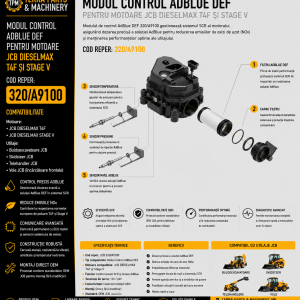 Modul control AdBlue DEF JCB cod 320/A9100 pentru motoare JCB Dieselmax T4F și Stage V.