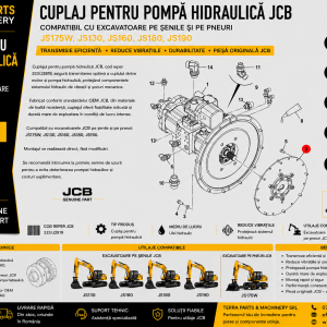 Cuplaj pompă hidraulică JCB 333/J2819 pentru excavatoare JCB JS130, JS160, JS175W, JS180 și JS190.