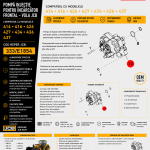 Pompă de injecție JCB 333/E1854 pentru încărcătoare frontale JCB.