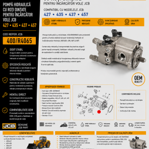 Pompă hidraulică cu roți dințate JCB 400/R4065 pentru încărcătoare frontale.