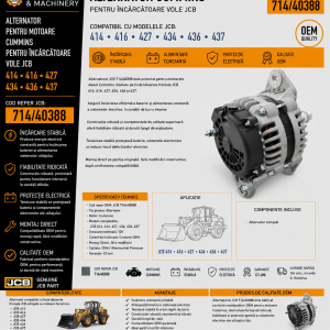 Alternator Cummins JCB 714/40388 pentru încărcătoare frontale.