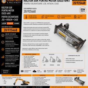 Răcitor EGR Isuzu 4HK1 cod 20/925468 pentru excavatoare JCB, Hitachi și CASE.