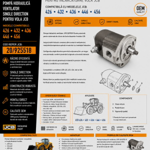 Pompă hidraulică ventilator JCB 20/925518 pentru încărcătoare frontale.