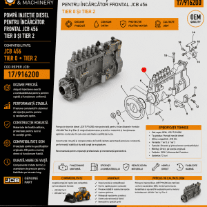 Pompă injecție diesel JCB 17/916200 pentru încărcător frontal JCB 456.
