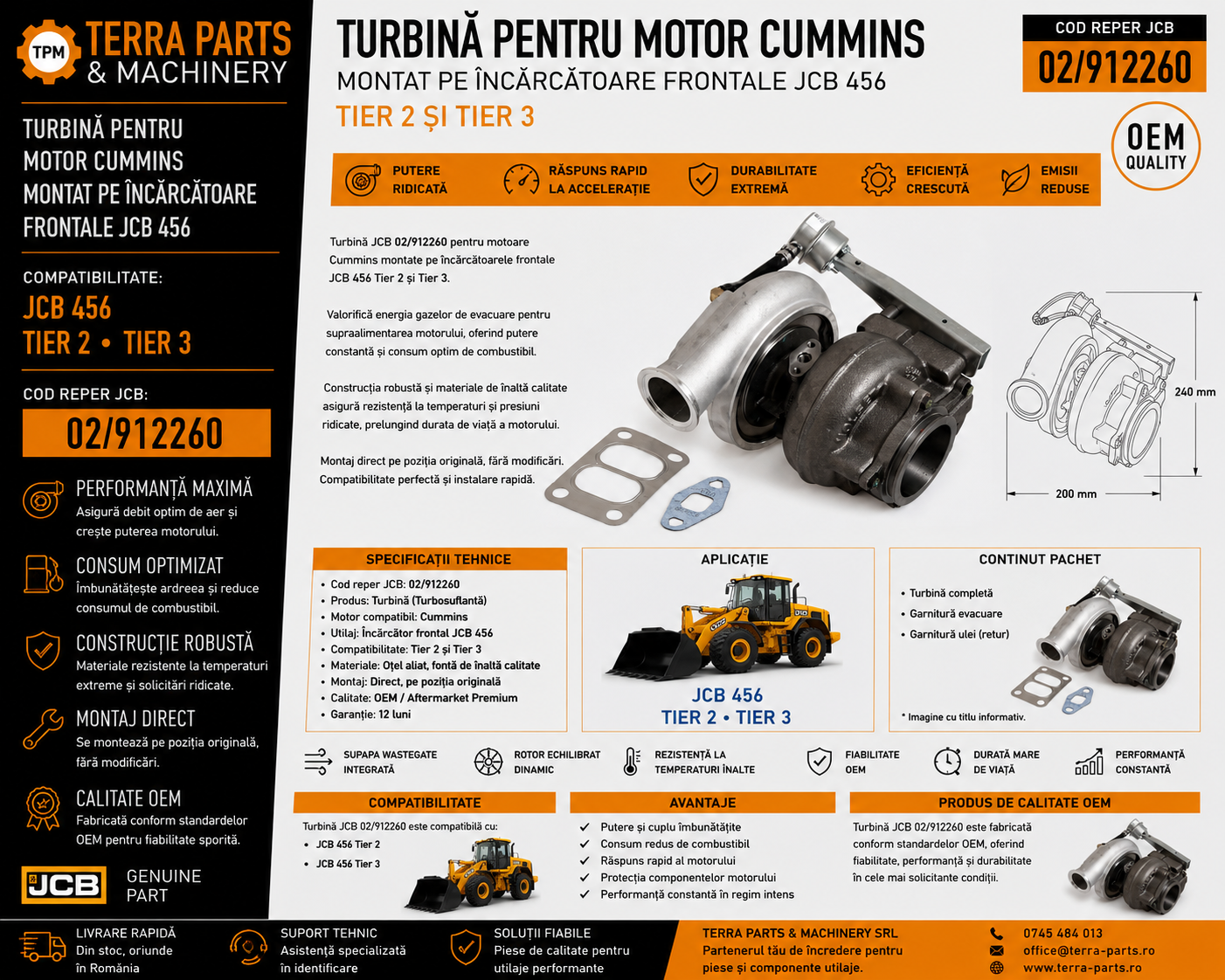 Piese motor Sisu Valmet 634DS pentru Massey Ferguson 8745, 8765, 8775, 8785, 9735 și 9745.