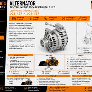 Alternator JCB 400/08433 pentru încărcătoare frontale JCB 427 și 457.