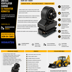 Unitate ventilator cabină cu radiator Komatsu 42N-54-13681 pentru buldoexcavatoare Komatsu