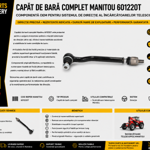 Capăt de bară complet Manitou 601220T pentru sistemul de direcție al încărcătoarelor telescopice Manitou.