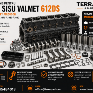 Piese de schimb pentru motor Sisu Valmet 612DSJ compatibil cu Massey Ferguson 3630-3690.