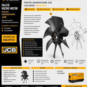Paletă răcire motor JCB 400/07313 compatibilă cu generatoarele JCB G40RS și G40RDSM.