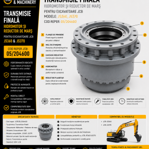 Transmisie finală JCB 05/204600 cu hidromotor și reductor de marș pentru excavatoarele JCB JS360 și JS370.