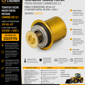 Termostat răcire motor JCB cod 333/C9196 pentru motoare Cummins QSC 8.3.