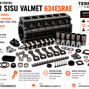 Piese motor Sisu Valmet 634ESRAE pentru Massey Ferguson 8745, 8765, 8775, 8785, 9735 și 9745.