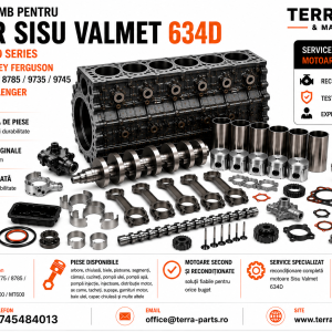 Piese motor Sisu Valmet 634D pentru Massey Ferguson 8745, 8765, 8775, 8785, 9735 și 9745.