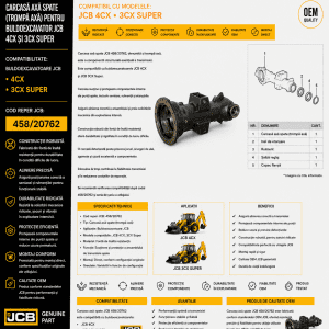 Carcasă axă spate JCB 458/20762 pentru buldoexcavator JCB 4CX.