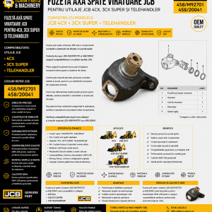 Fuzetă axă spate JCB 458/M92701 pentru buldoexcavator JCB 4CX.
