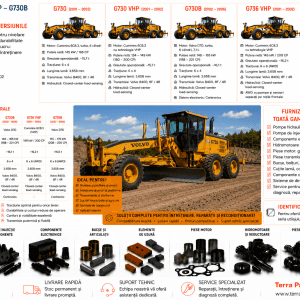 Piese autogreder Volvo G730 G730B și G736 pentru reparații și service