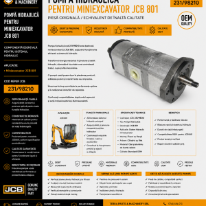 Pompă sistem hidraulic miniexcavator JCB 801 reper 231/98210.