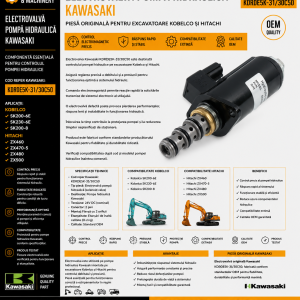 Electrovalvă Kawasaki pentru Kobelco SK200-6E SK230-6E și SK200-8.