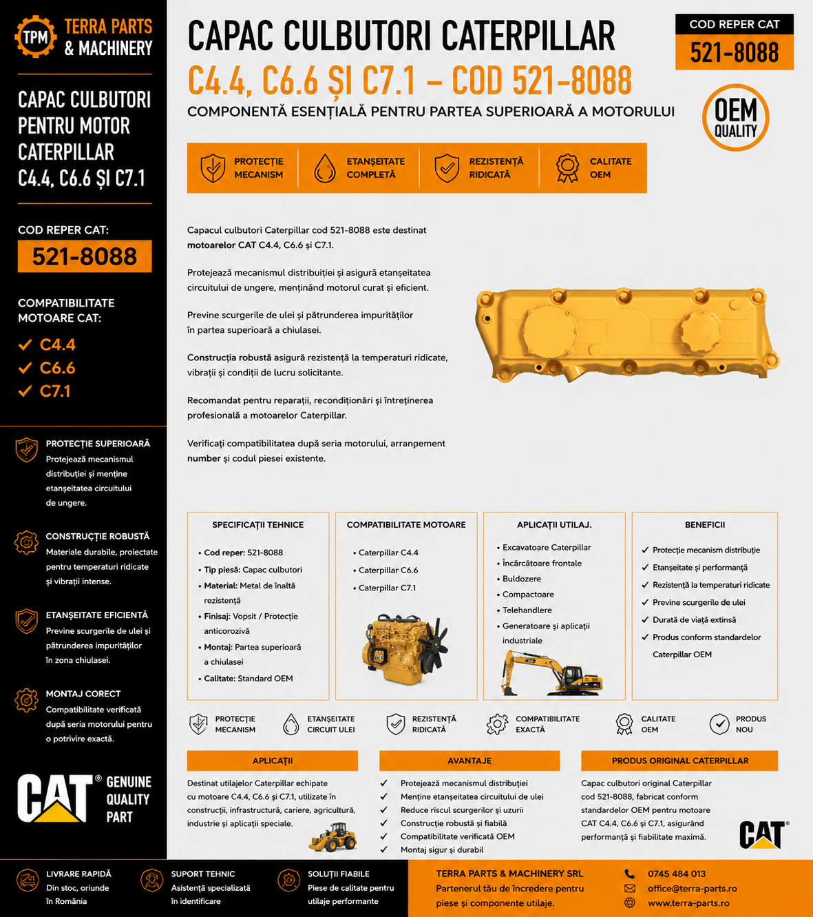 Capac motor Caterpillar C4.4 cod reper CAT 521-8088