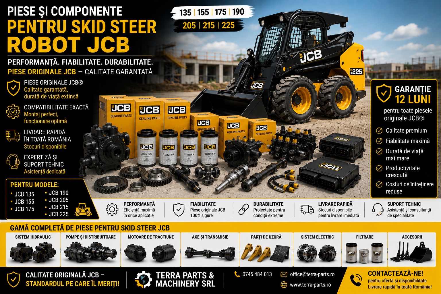 Piese pentru miniîncărcător JCB și transmisie hidrostatică