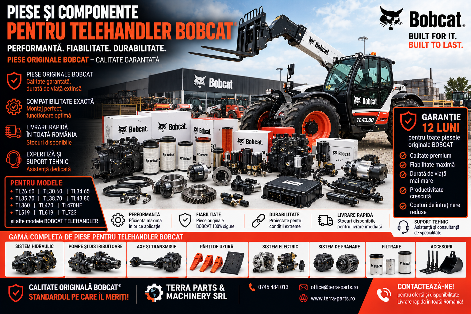 Piese încărcător telescopic Bobcat pentru întreținere și reparații