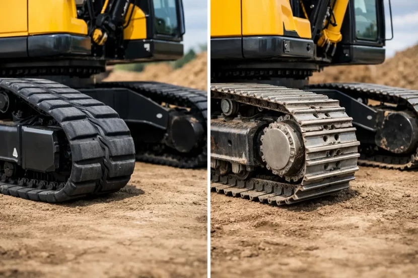 Șenile cauciuc versus oțel pentru excavator
