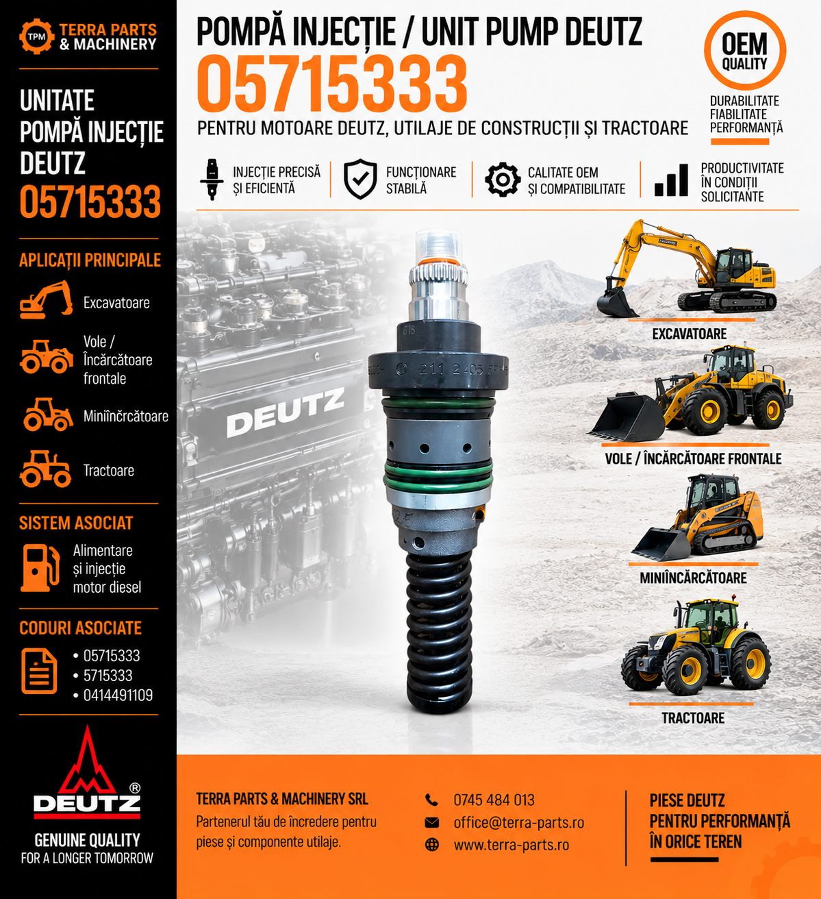 Unitate pompă injector Deutz cod 05715333