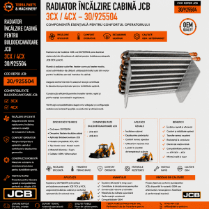 Radiator încălzire cabină JCB 30/925504 pentru buldoexcavator 3CX