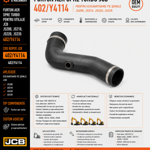 Furtun aer turbo JCB 402/Y4114 pentru excavator JS200
