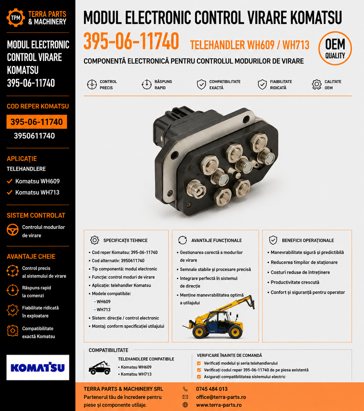 Controller direcție Komatsu WH609 cod reper 395-06-11740