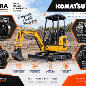 Piese Komatsu PC15 PC15R – pompe hidraulice, distribuitoare, supape și componente electrice